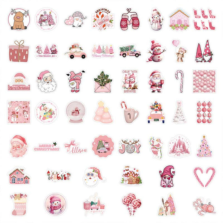 53pcs Light Pink Christmas Series Sticker For DIY Journal Decor