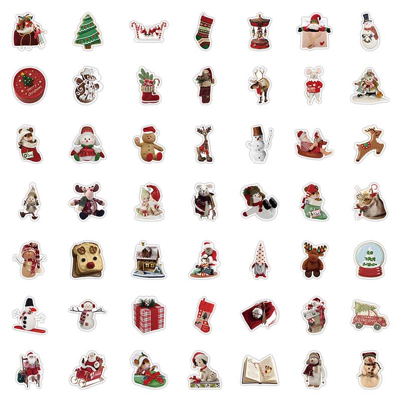 50pcs Retro Christmas Series Graffiti Sticker For DIY Journal Decor