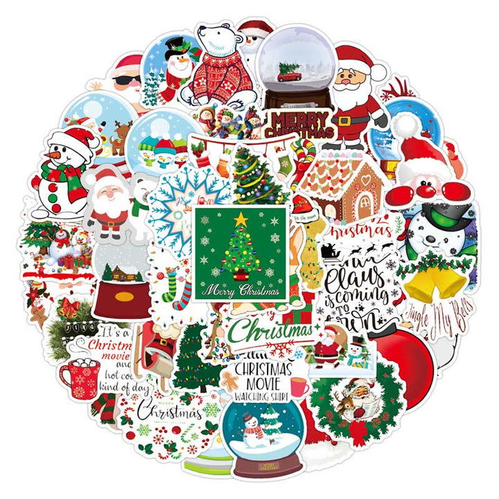 50pcs Christmas Holiday Decor Series Sticker For DIY Journal Decor