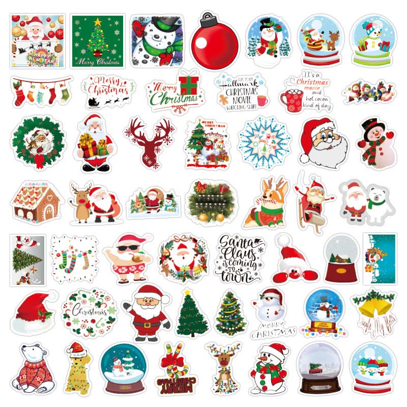 50pcs Christmas Holiday Decor Series Sticker For DIY Journal Decor