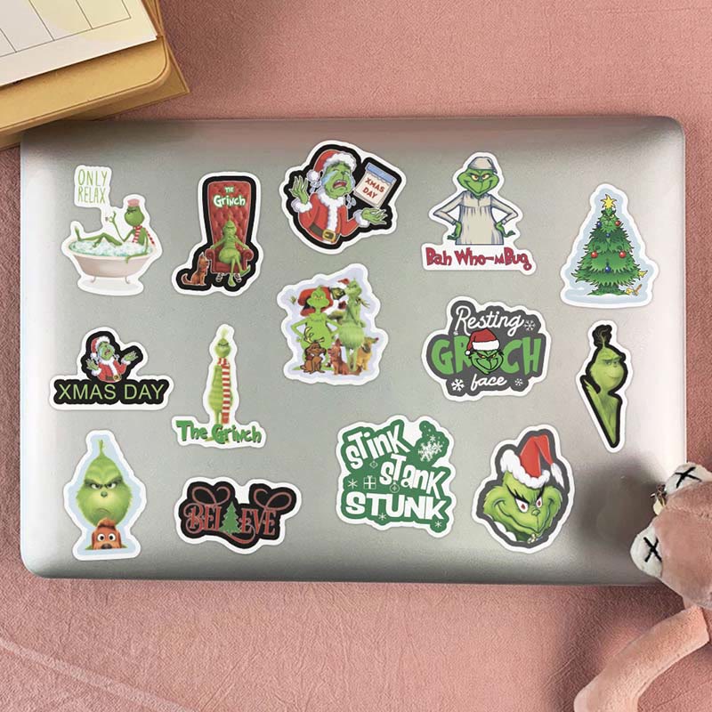 50pcs Green Grinch Christmas Series Sticker For DIY Journal Decor