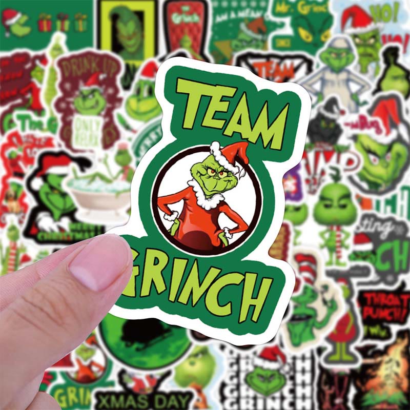 50pcs Green Grinch Christmas Series Sticker For DIY Journal Decor