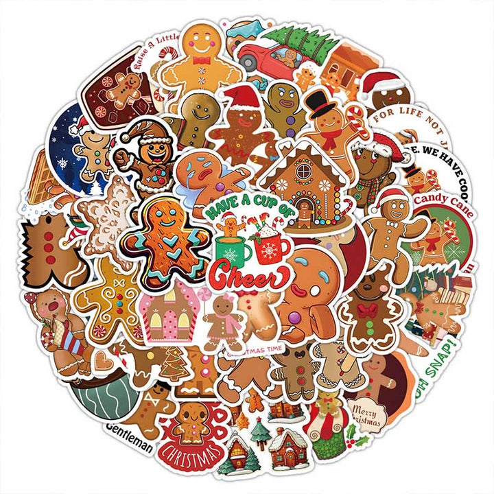 50pcs Cute Gingerbread Man Series Sticker For DIY Journal Decor