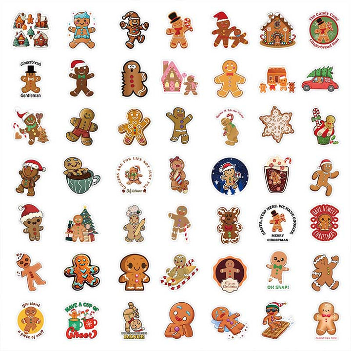 50pcs Cute Gingerbread Man Series Sticker For DIY Journal Decor