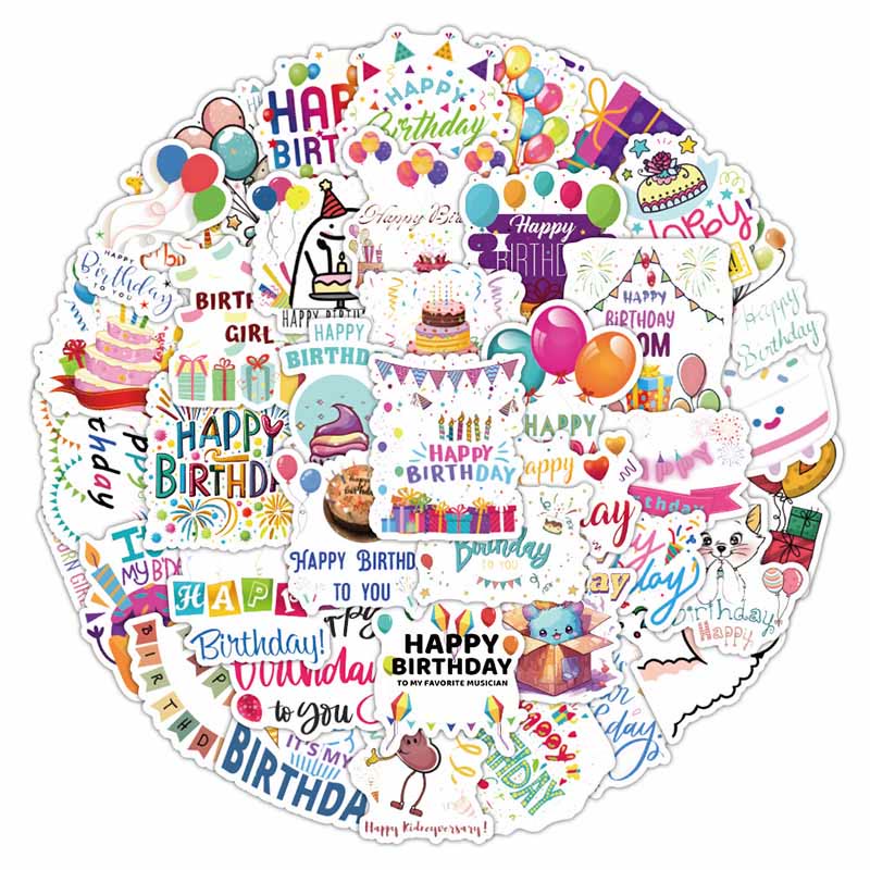 50pcs Happy Birthday Series Sticker For DIY Journal Decor