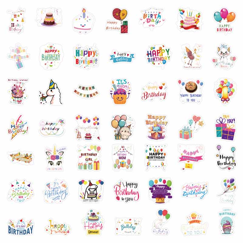 50pcs Happy Birthday Series Sticker For DIY Journal Decor