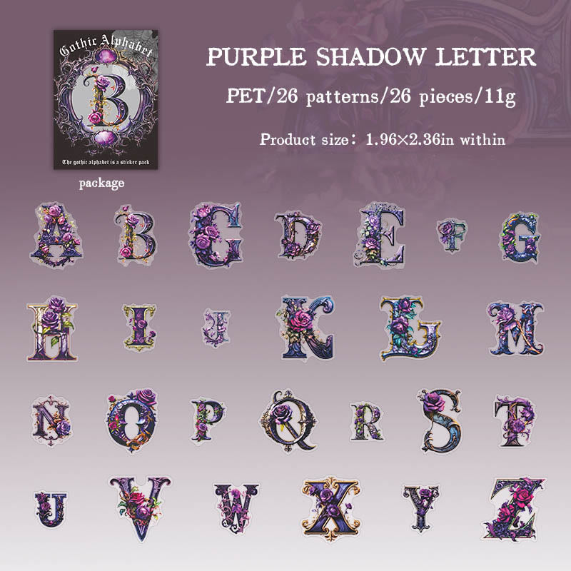 Gothic Alphabet Series Sticker For DIY Journal Decor