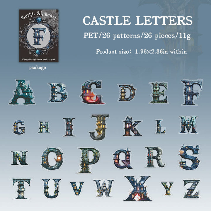 Gothic Alphabet Series Sticker For DIY Journal Decor