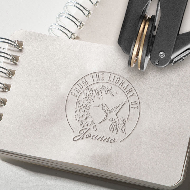 Personalized Hummingbird Monogram Book Embosser Stamp With Name For Gift