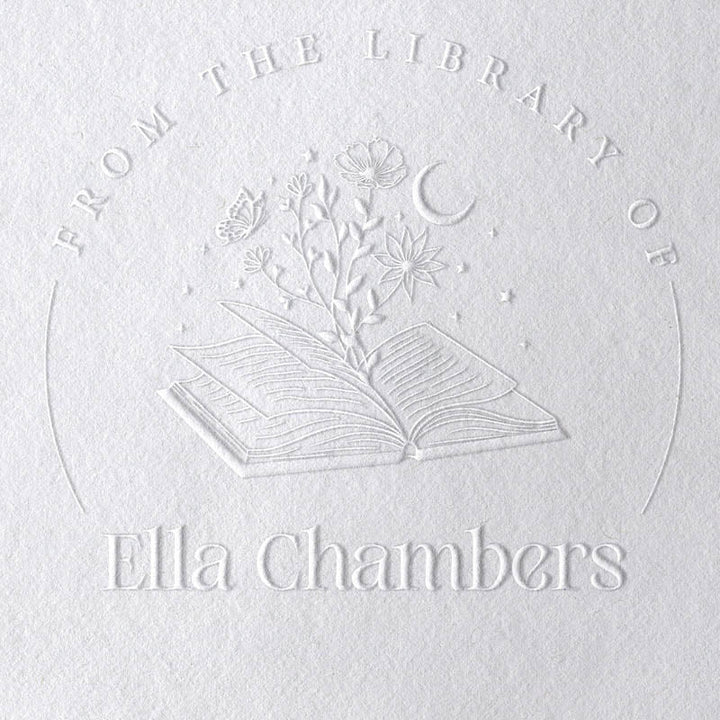 Personalized Books And Plants Monogram Book Embosser Stamp With Name