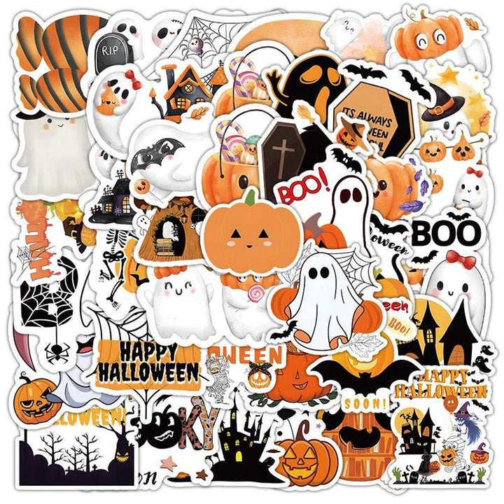 52Pcs Cute Halloween Sticker Set Pumpkin Ghost Witch Stickers