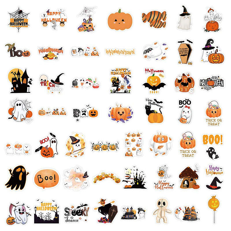 52Pcs Cute Halloween Sticker Set Pumpkin Ghost Witch Stickers