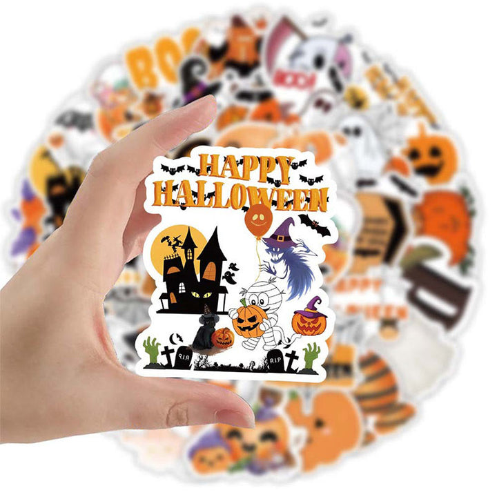 52Pcs Cute Halloween Sticker Set Pumpkin Ghost Witch Stickers