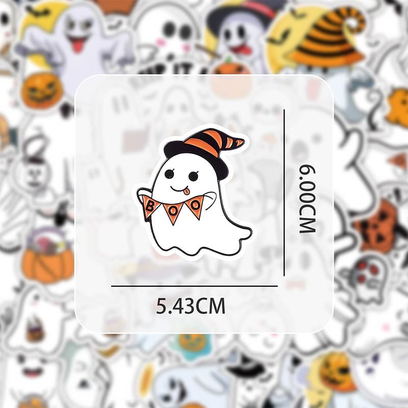 50Pcs Halloween Funny Ghost Sticker for Kids Teen Scrapbook