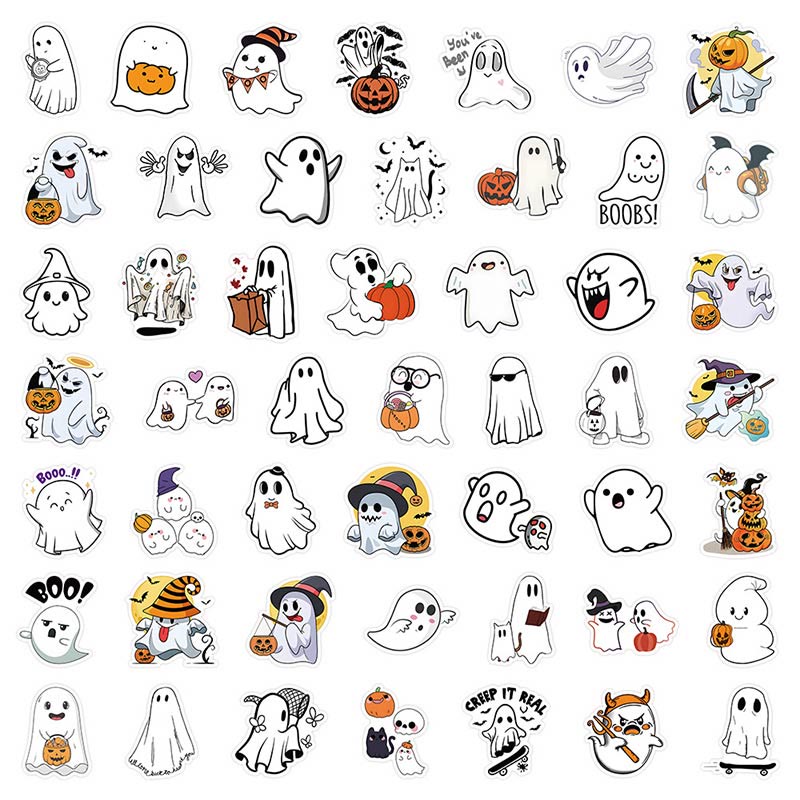 50Pcs Halloween Funny Ghost Sticker for Kids Teen Scrapbook