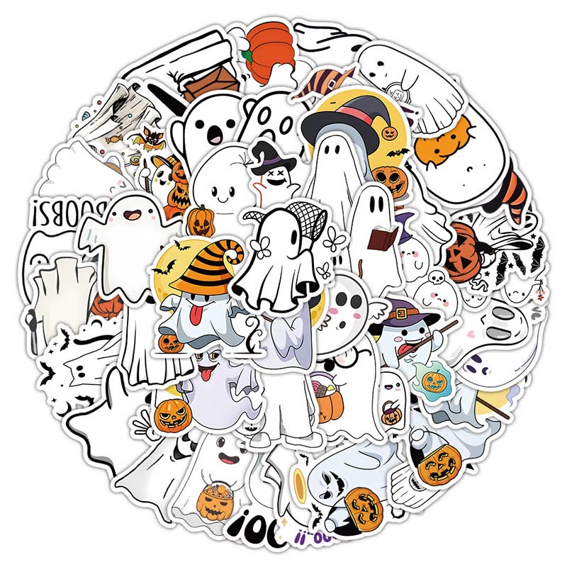 50Pcs Halloween Funny Ghost Sticker for Kids Teen Scrapbook