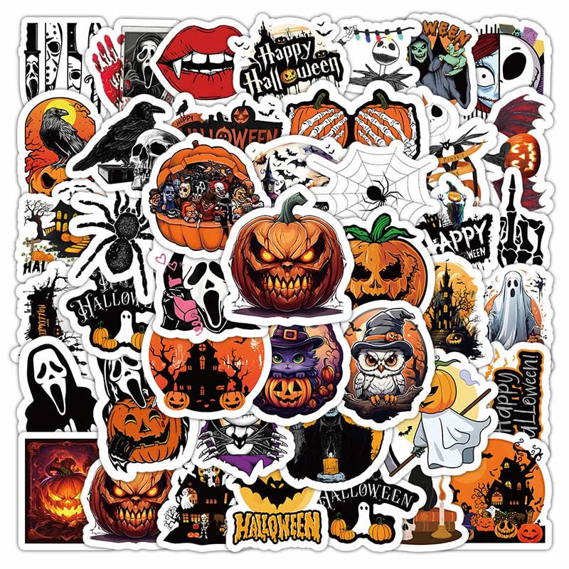 Halloween Sticker Set Pumpkin Bats Spiders Witch Stickers Scrapbook Supplies