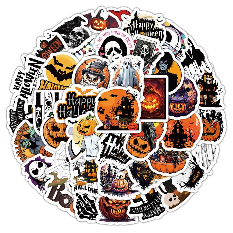 Halloween Sticker Set Pumpkin Bats Spiders Witch Stickers Scrapbook Supplies