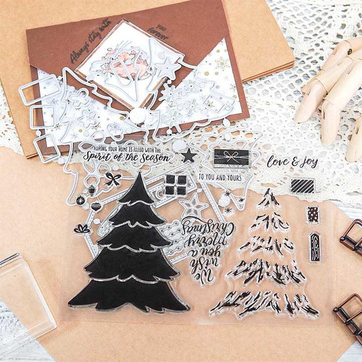 Christmas Tree Stamp Cutting Dies Set For Handmade Greeting Cards