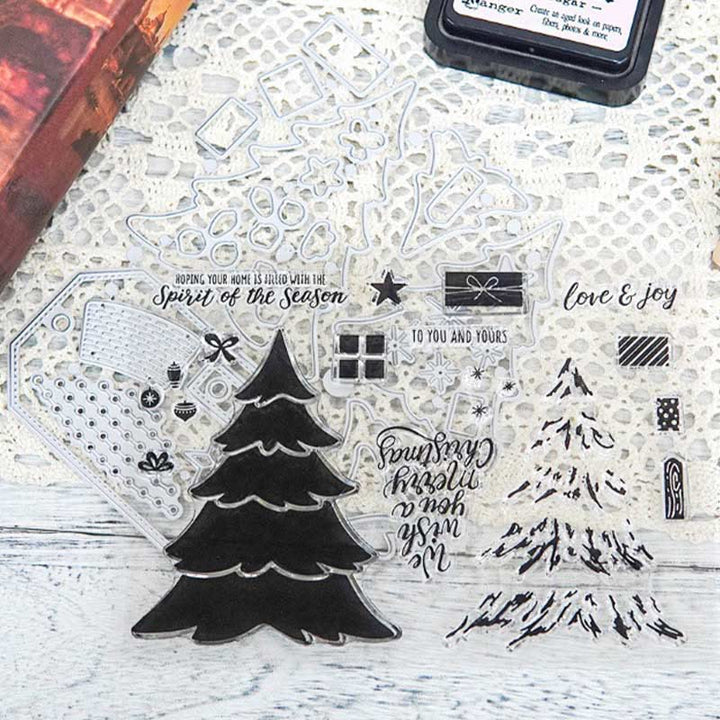 Christmas Tree Stamp Cutting Dies Set For Handmade Greeting Cards