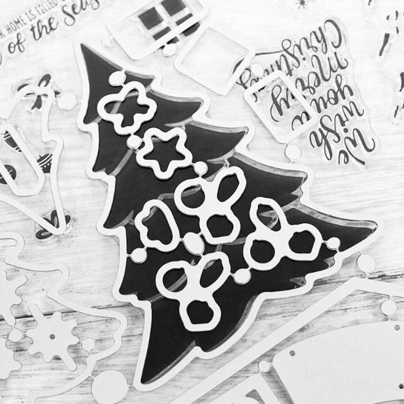 Christmas Tree Stamp Cutting Dies Set For Handmade Greeting Cards