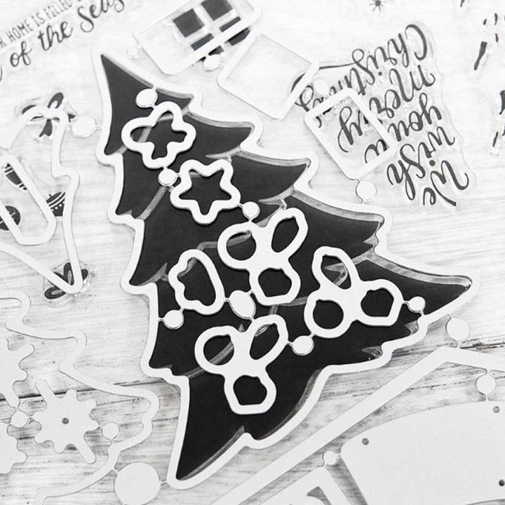 Christmas Tree Stamp Cutting Dies Set For Handmade Greeting Cards