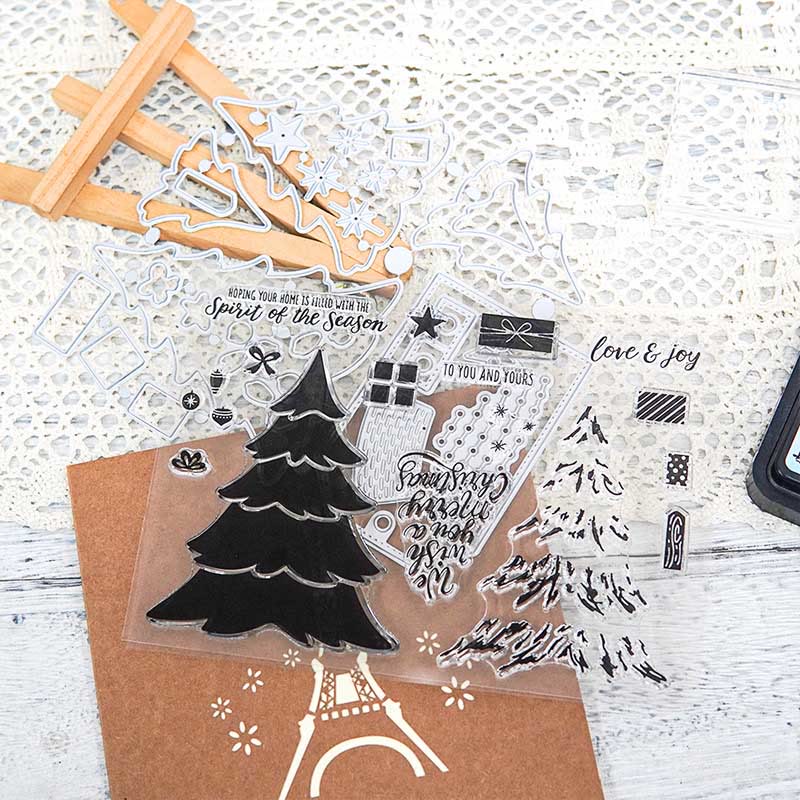 Christmas Tree Stamp Cutting Dies Set For Handmade Greeting Cards