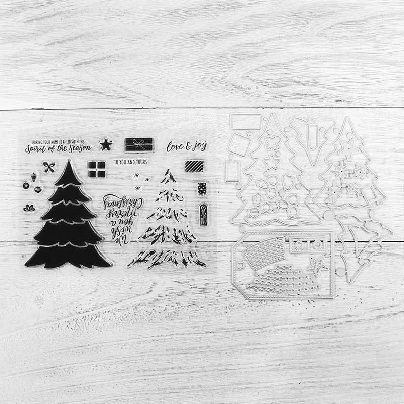 Christmas Tree Stamp Cutting Dies Set For Handmade Greeting Cards