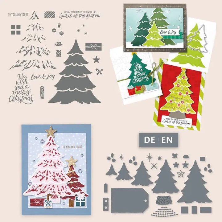 Christmas Tree Stamp Cutting Dies Set For Handmade Greeting Cards