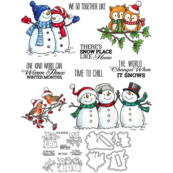 Winter Snowman Stamp Cutting Dies Set For Handmade Greeting Cards