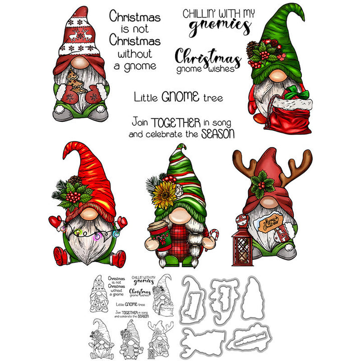 Christmas Dwarf Stamp Cutting Dies Set For Handmade Greeting Cards