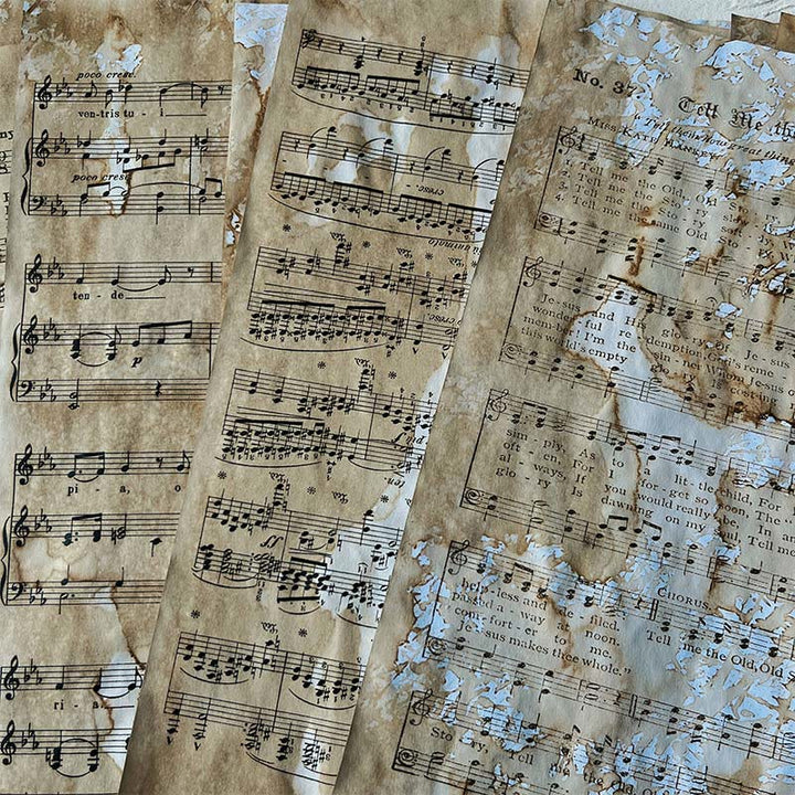 Retro Sheet Music Paper Handmade Coffee Dyed Paper Junk Journal Supplies