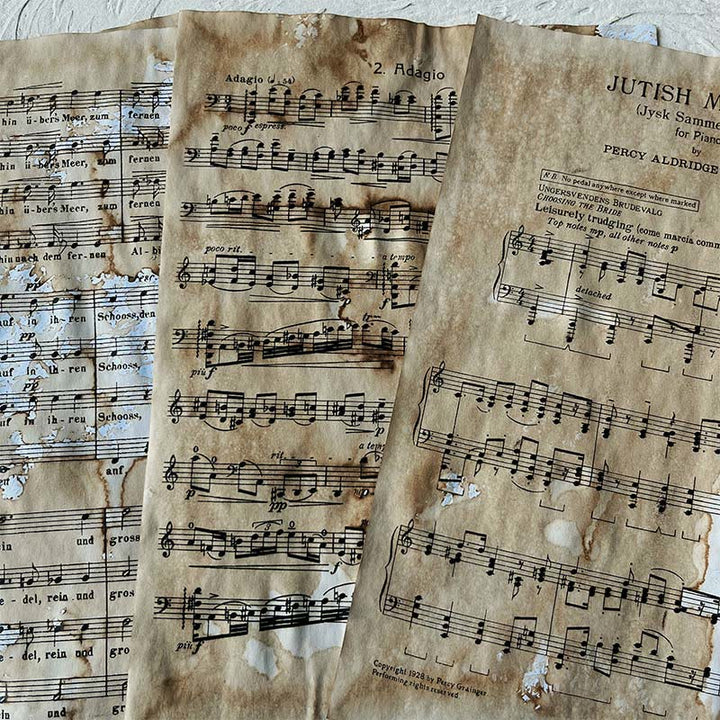 Retro Sheet Music Paper Handmade Coffee Dyed Paper Junk Journal Supplies