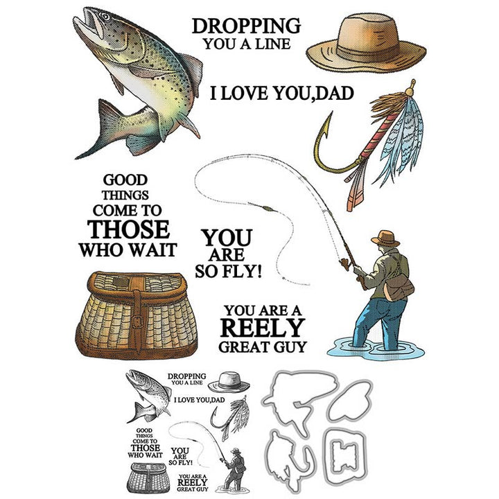 Go Fishing Stamp Cutting Dies Set For Handmade Greeting Cards