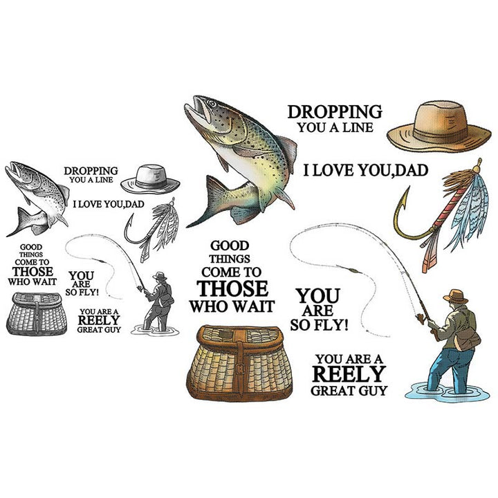 Go Fishing Stamp Cutting Dies Set For Handmade Greeting Cards