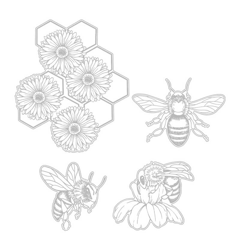 Flowers And Bees Stamp Cutting Dies Set For Handmade Greeting Crafts