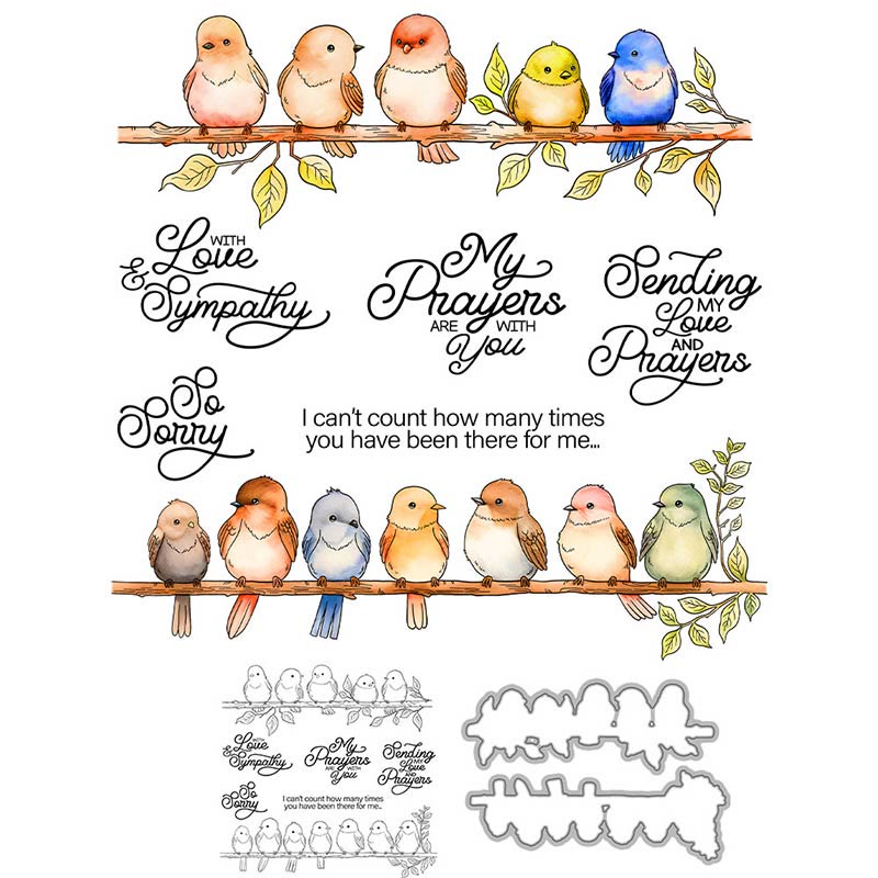 Standing Bird Stamp Cutting Dies Set For Handmade Postcard Crafts