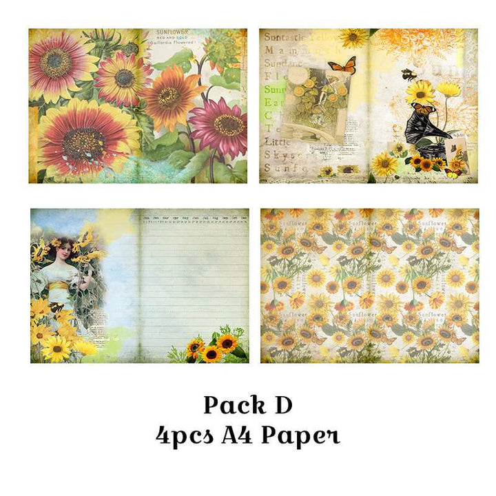 Retro European Style Flowers Background Paper Junk Journal Scrapbook Supplies