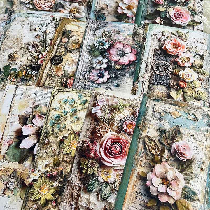 Retro Flowers Oil Painting Junk Journal Background Paper Craft for Scrapbooking