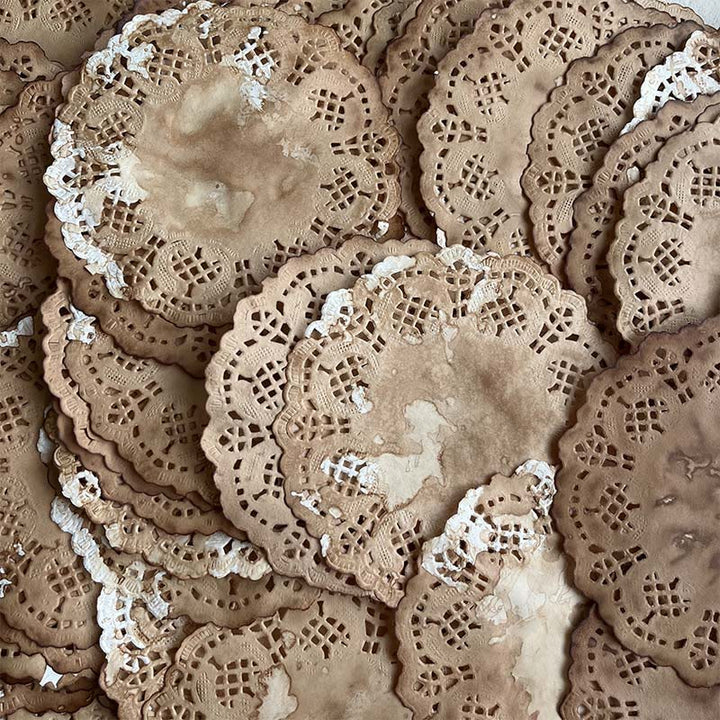 Handmade Tea Dyed Lace Paper Junk Journal Scrapbooking Supplies