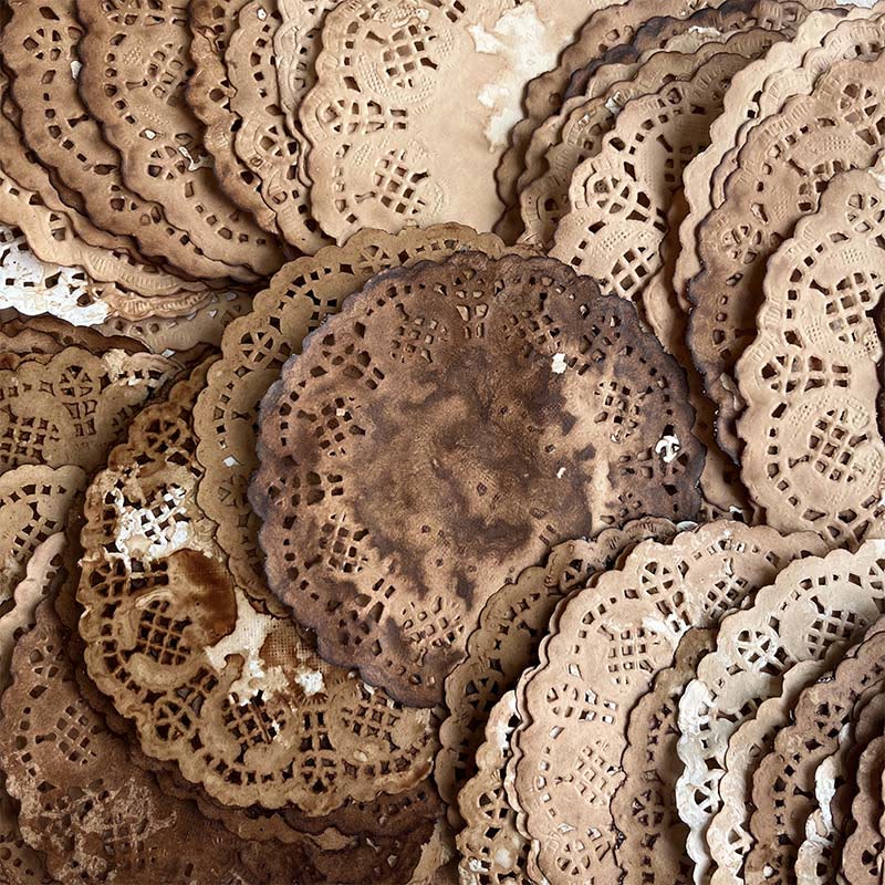 Handmade Tea Dyed Lace Paper Junk Journal Scrapbooking Supplies