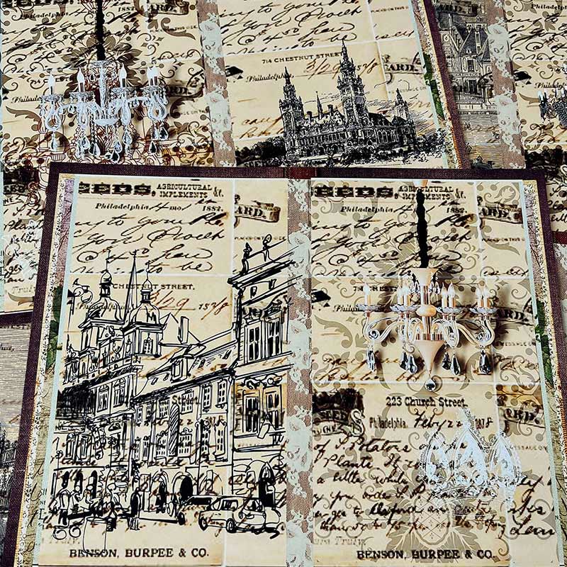 Retro European Style Architecture Background Paper Junk Journal Supplies