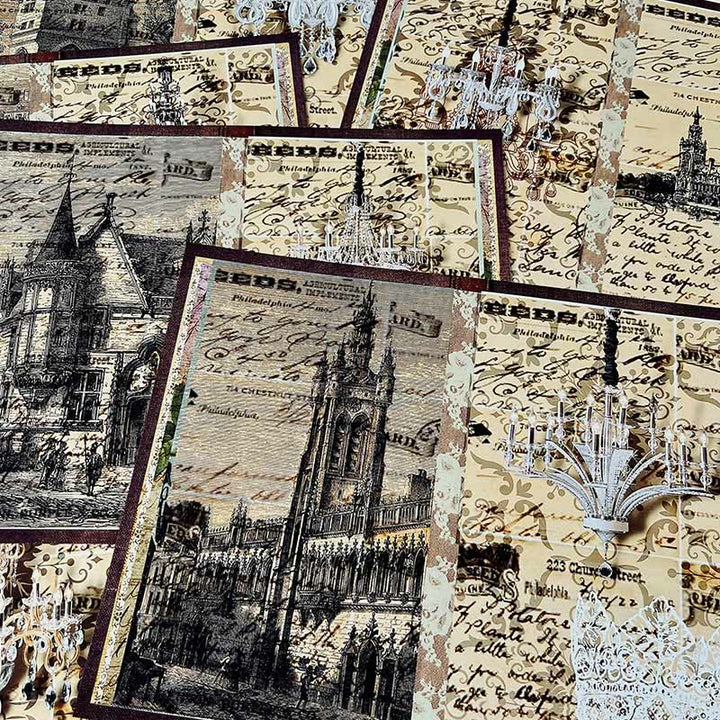 Retro European Style Architecture Background Paper Junk Journal Supplies