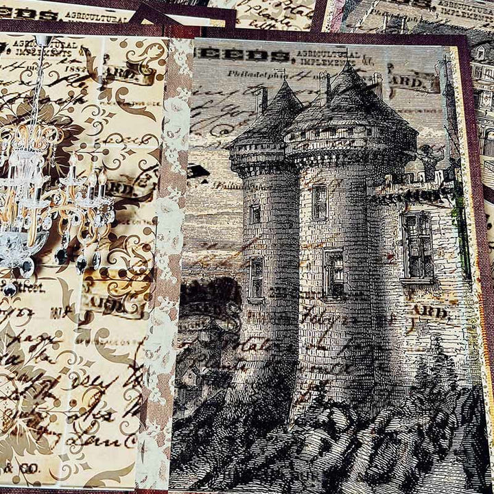 Retro European Style Architecture Background Paper Junk Journal Supplies