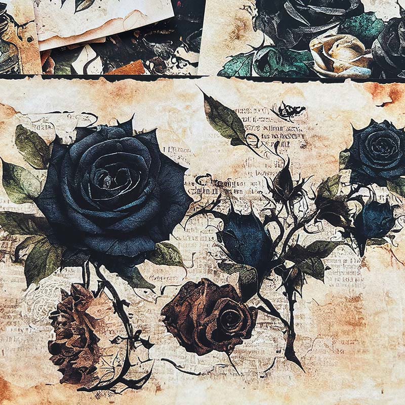 Junk Journal Dark Rose Background Paper DIY Art Scrapbook Supplies