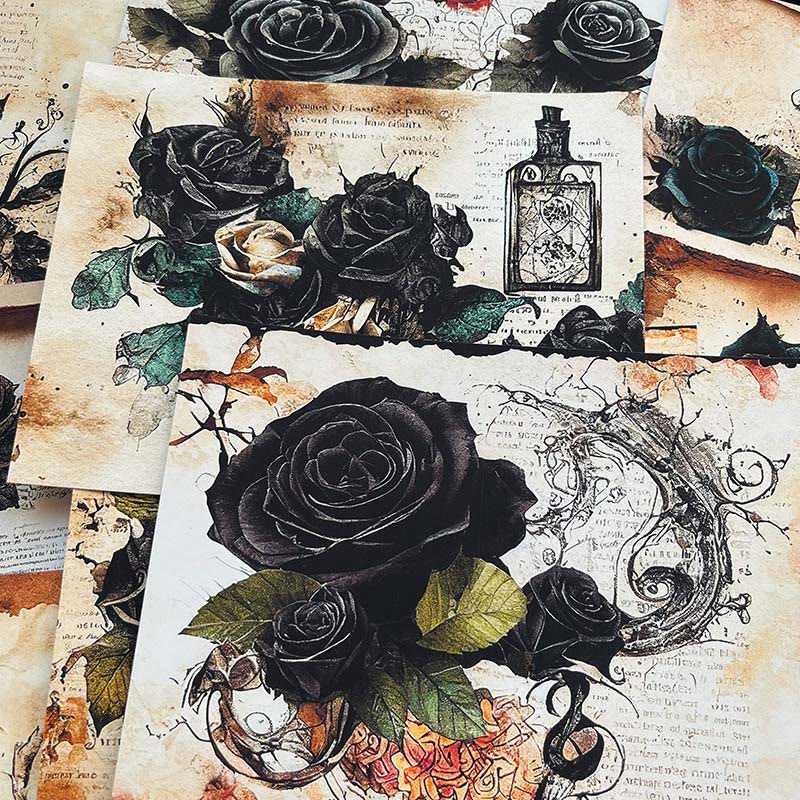 Junk Journal Dark Rose Background Paper DIY Art Scrapbook Supplies