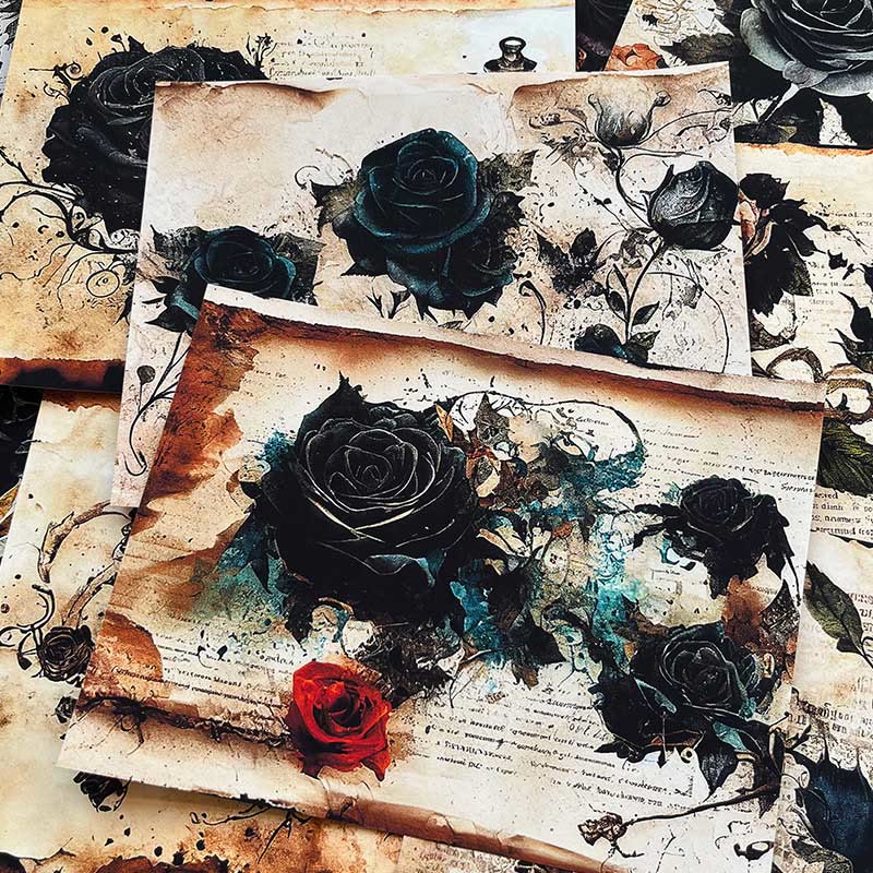 Junk Journal Dark Rose Background Paper DIY Art Scrapbook Supplies