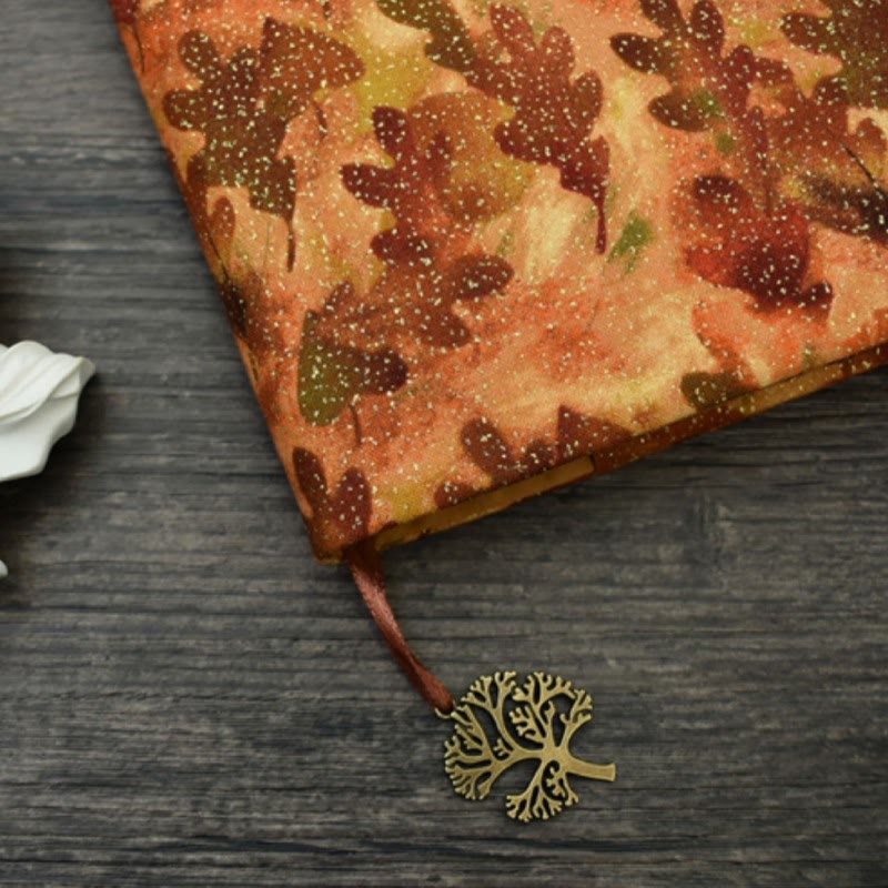 A5/ A6 Fine Glitter Autumn Leaves Cloth Cover For Journal Notebook