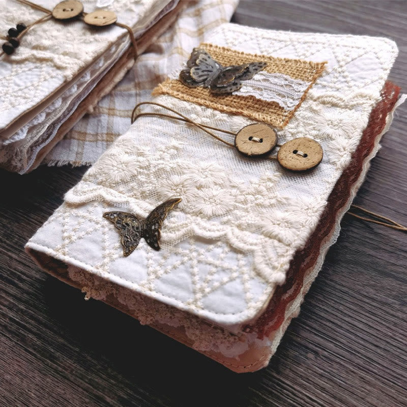 A5/ A6 Leaf Butterfly Lace Cloth Cover For Journal Notebook