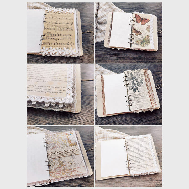 A5/ A6 Leaf Butterfly Lace Cloth Cover For Journal Notebook